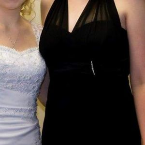 Long black ruched dress